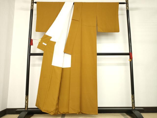 平和屋着物●ファッションデザイナー 花井幸子　色無地　狐色　やまと誂製　正絹　逸品　AABB4474ck