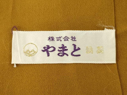 平和屋着物●ファッションデザイナー 花井幸子　色無地　狐色　やまと誂製　正絹　逸品　AABB4474ck