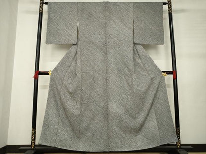 平和屋着物●大変加工の良い総絞り小紋　黒地　正絹　逸品　AABH7029ck