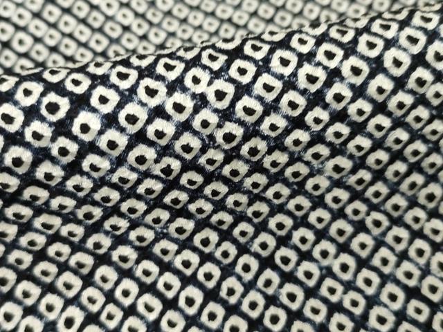 平和屋着物●大変加工の良い総絞り小紋　黒地　正絹　逸品　AABH7029ck