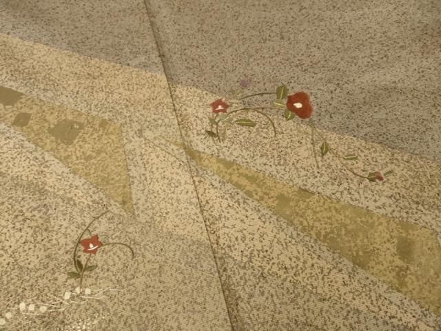 平和屋着物●本場染大島紬 訪問着 刺繍 草花文 金彩 正絹 逸品 AABB4480ck