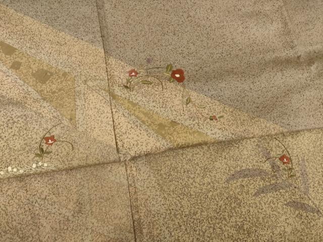 平和屋着物●本場染大島紬 訪問着 刺繍 草花文 金彩 正絹 逸品 AABB4480ck