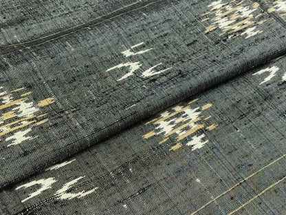 平和屋着物▽上質な紬 単衣 琉球絣文様 正絹 逸品 AABB4481jh