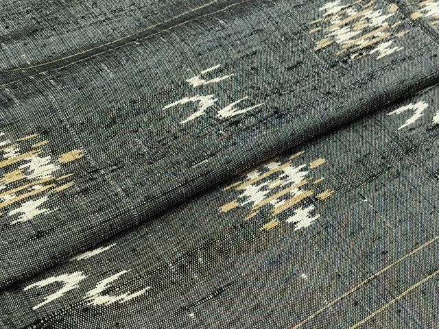 平和屋着物▽上質な紬 単衣 琉球絣文様 正絹 逸品 AABB4481jh