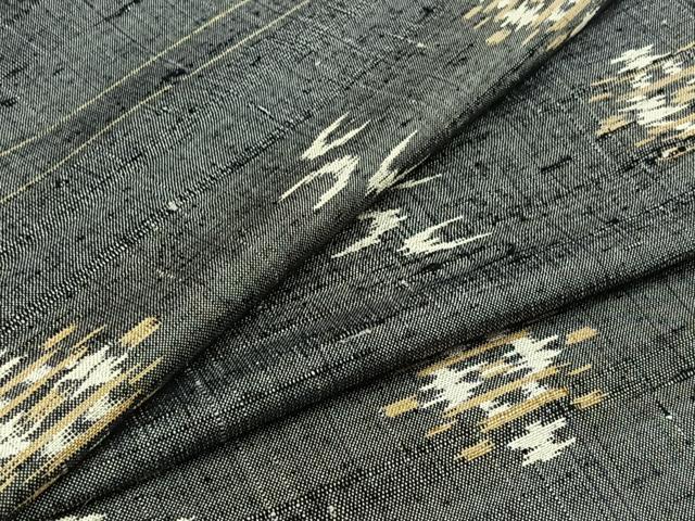 平和屋着物▽上質な紬 単衣 琉球絣文様 正絹 逸品 AABB4481jh