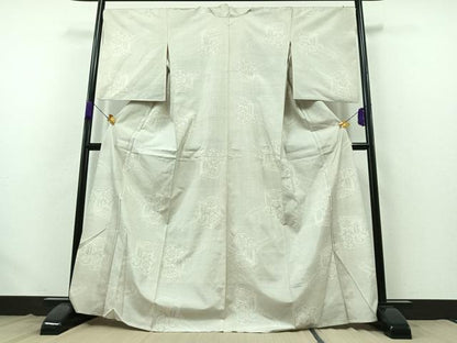 平和屋着物▽本場大島紬 白大島 単衣 150亀甲 御所車文 正絹 逸品 AABB4485jh