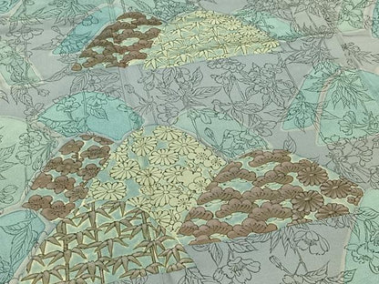 平和屋着物▽訪問着 本場染大島紬 単衣 手描き 風景松竹梅文 正絹 逸品 AABB4487jh