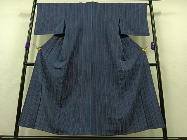 平和屋着物▽上質な小紋　単衣　縞　正絹　逸品　AABB4490jh