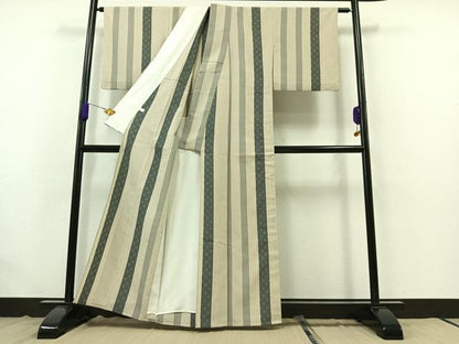 平和屋着物▽本塩沢 単衣 麻の葉間道 ますいわ屋扱い 正絹 逸品 AABB4491jh
