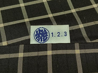 平和屋着物▽男性 紬 単衣 格子 黒地 正絹 逸品 AABB4492jh