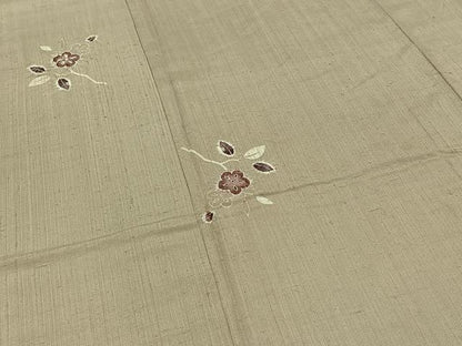 平和屋着物▽上質な紬　単衣　絞り　枝花文　正絹　逸品　AABB4493jh
