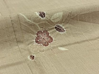平和屋着物▽上質な紬　単衣　絞り　枝花文　正絹　逸品　AABB4493jh