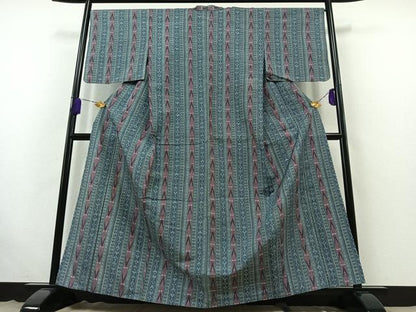 平和屋着物▽上質な紬 単衣 間道 正絹 逸品 AABB4498jh