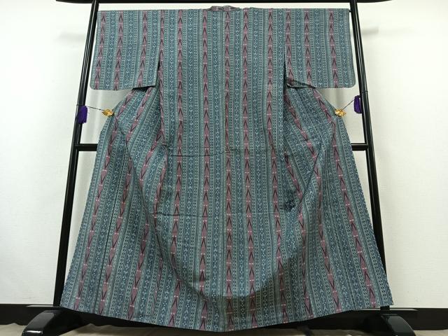 平和屋着物▽上質な紬 単衣 間道 正絹 逸品 AABB4498jh