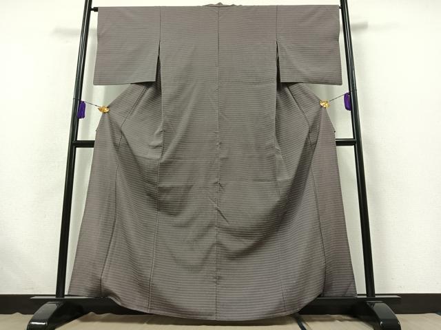 平和屋着物▽お召 単衣 横段文 正絹 逸品 AABB4500jh