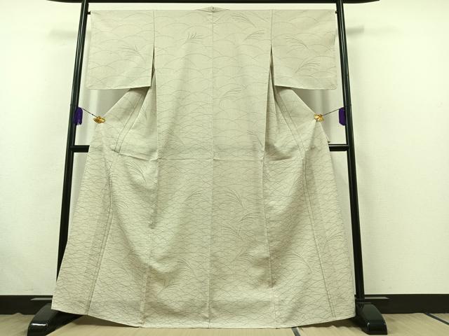 平和屋着物▽本塩沢 単衣 芝文 正絹 逸品 AABB4507jh
