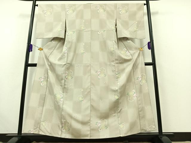 平和屋着物▽小紋 単衣 雪輪花文 折り鶴 洗える着物 AABB4508jh