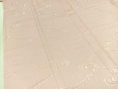 平和屋着物▽上質な色無地 単衣 流水地紋 撫子色 正絹 逸品 AABB4509jh