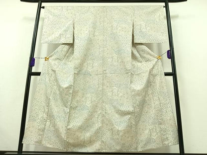 平和屋着物▽本場大島紬　染大島　単衣　草花文　正絹　逸品　AABK0385ck