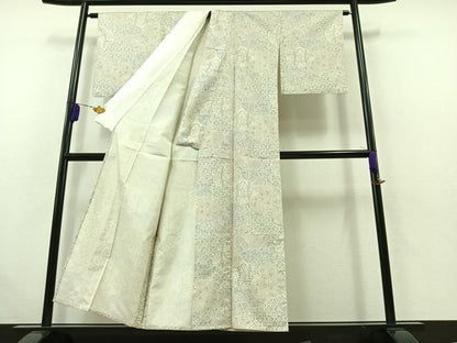 平和屋着物▽本場大島紬　染大島　単衣　草花文　正絹　逸品　AABK0385ck