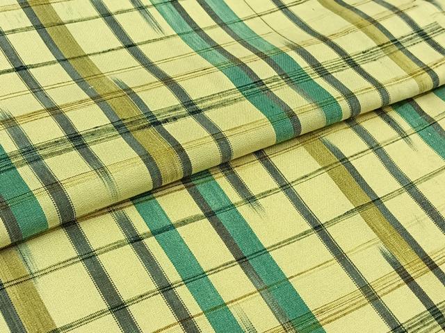 平和屋着物▽上質な紬 単衣 格子 正絹 逸品 AABB4512jh