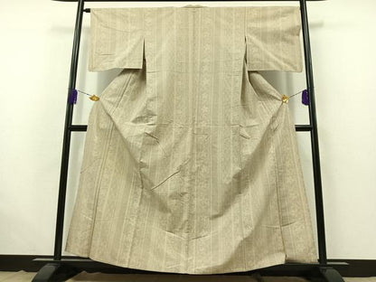 平和屋着物▽結城紬　単衣　80亀甲　花間道　正絹　逸品　AABB4515jh