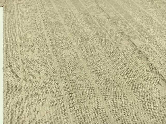 平和屋着物▽結城紬　単衣　80亀甲　花間道　正絹　逸品　AABB4515jh