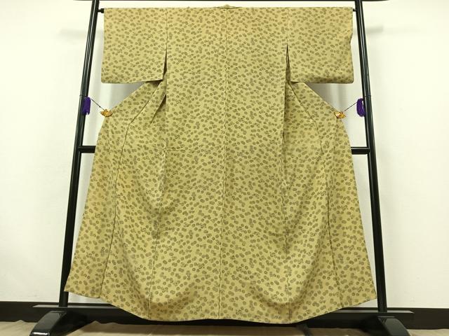 平和屋着物▽上質な小紋　単衣　舞花文　正絹　逸品　AABB4516jh