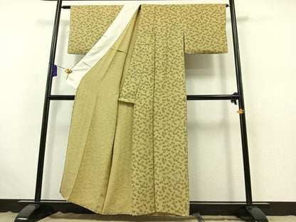 平和屋着物▽上質な小紋　単衣　舞花文　正絹　逸品　AABB4516jh