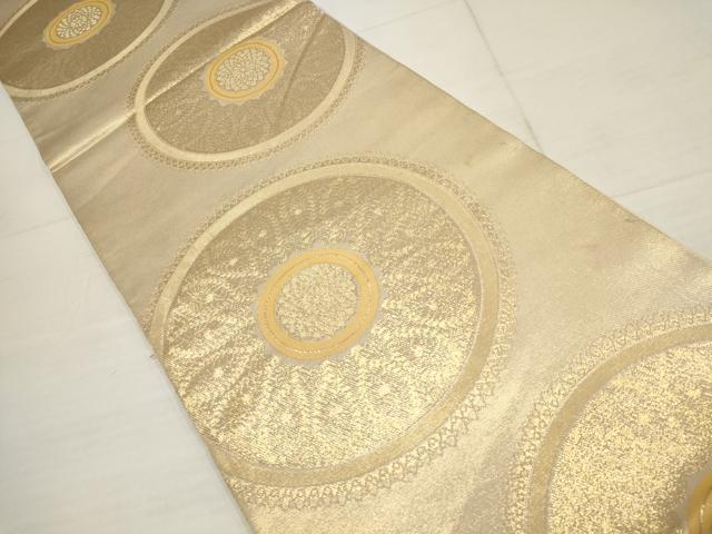 平和屋着物◎六通柄 本袋帯 花丸文 金糸 正絹 逸品 AABB4566wj
