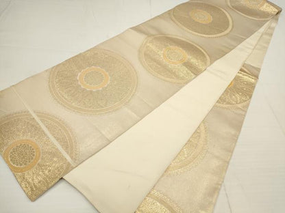 平和屋着物◎六通柄 本袋帯 花丸文 金糸 正絹 逸品 AABB4566wj