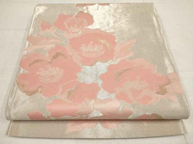平和屋着物◎六通柄袋帯 草花文 金銀糸 正絹 逸品 AABB4584wj