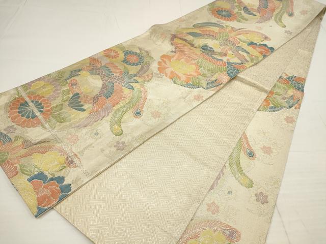 平和屋着物◎佐賀錦 六通柄袋帯 花鳥文 金銀糸 正絹 逸品 AABB4592wj