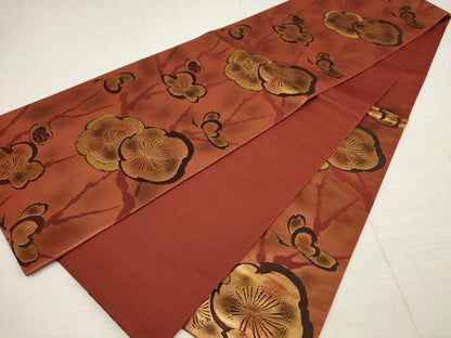 平和屋着物◎六通柄袋帯 枝梅文 正絹 逸品 AABB4609wj