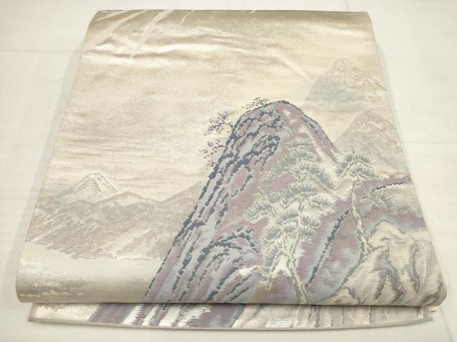 平和屋着物◎六通柄袋帯 箱根 東海道五十三次 銀糸 正絹 逸品 AABB4617wj