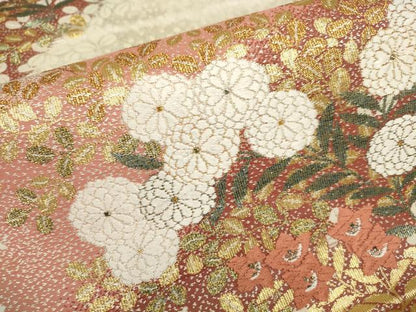 平和屋着物▼六通柄袋帯 草花文 金糸 正絹 逸品 AABB4665wj