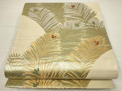 平和屋着物▼六通柄袋帯 松葉 金糸 正絹 逸品 AABB4680wj
