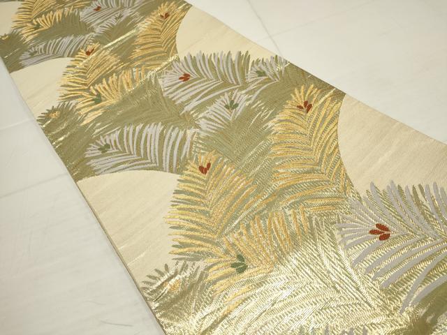 平和屋着物▼六通柄袋帯 松葉 金糸 正絹 逸品 AABB4680wj