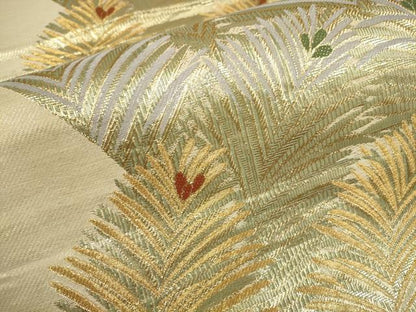 平和屋着物▼六通柄袋帯 松葉 金糸 正絹 逸品 AABB4680wj