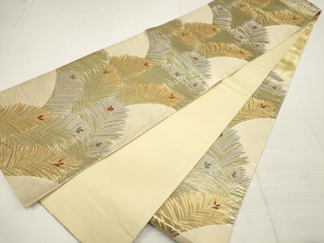 平和屋着物▼六通柄袋帯 松葉 金糸 正絹 逸品 AABB4680wj