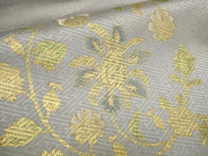 平和屋着物▼太鼓柄袋帯 草花文 金彩 正絹 逸品 AABB4786wj