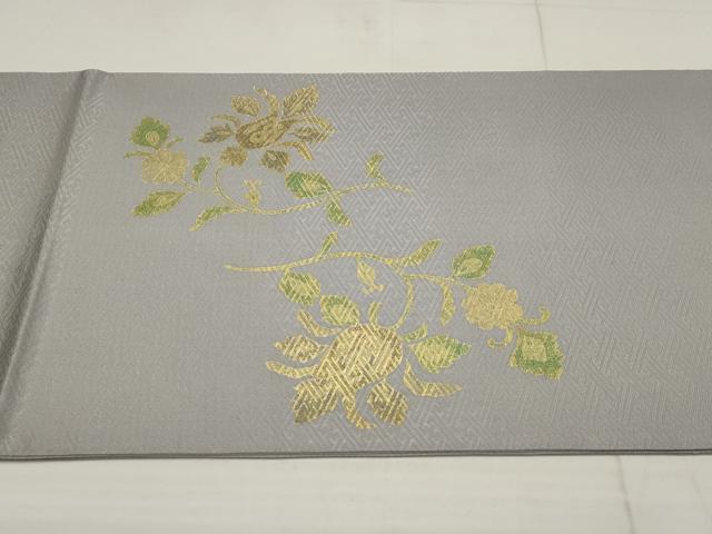 平和屋着物▼太鼓柄袋帯 草花文 金彩 正絹 逸品 AABB4786wj