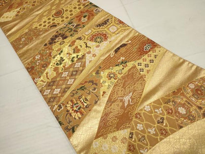 平和屋着物▼六通柄袋帯　花鳥文　金糸　正絹　逸品　AABB5006wj
