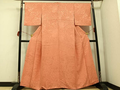 平和屋着物●上質な色無地 花地紋 一斤染色 正絹 逸品 AABB5095ph