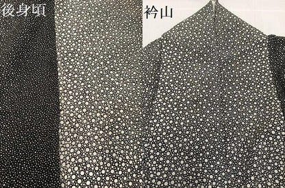 平和屋着物●上質な小紋　間道　黒地　正絹　逸品　AABB5116ph