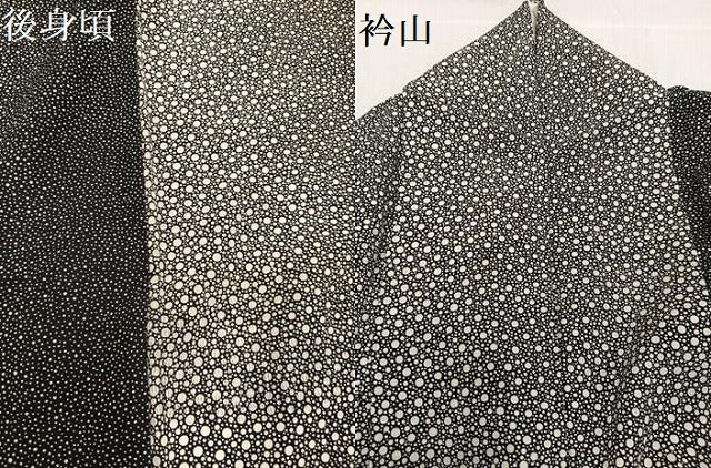 平和屋着物●上質な小紋　間道　黒地　正絹　逸品　AABB5116ph