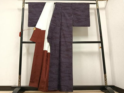 平和屋着物●結城紬　100亀甲　舞葉文　正絹　逸品　未使用　AABB5133ph