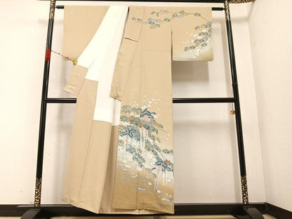 平和屋着物●訪問着 浜松枝花文 暈し染め 正絹 逸品 AABB5150ph