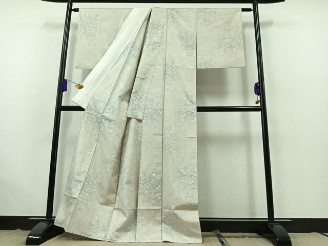 平和屋着物▽本場大島紬 単衣 9マルキ 草花文 正絹 逸品 AABB5201jh