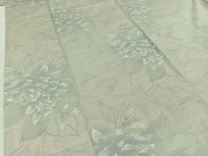平和屋着物▽本場大島紬 単衣 9マルキ 草花文 正絹 逸品 AABB5201jh